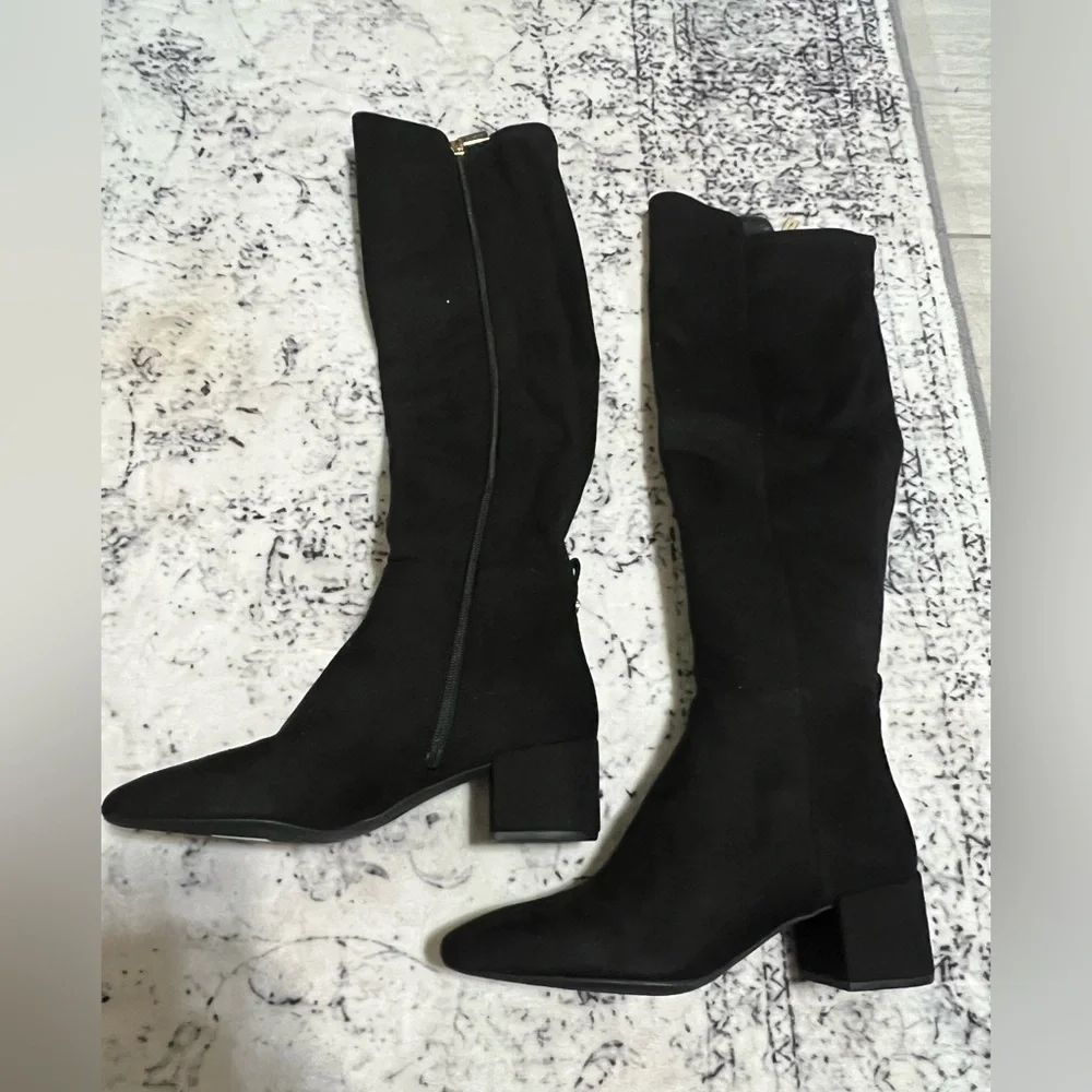 NEW Michael Kors Braden Women's Suede Zip Up Knee high boots - Black Size 9